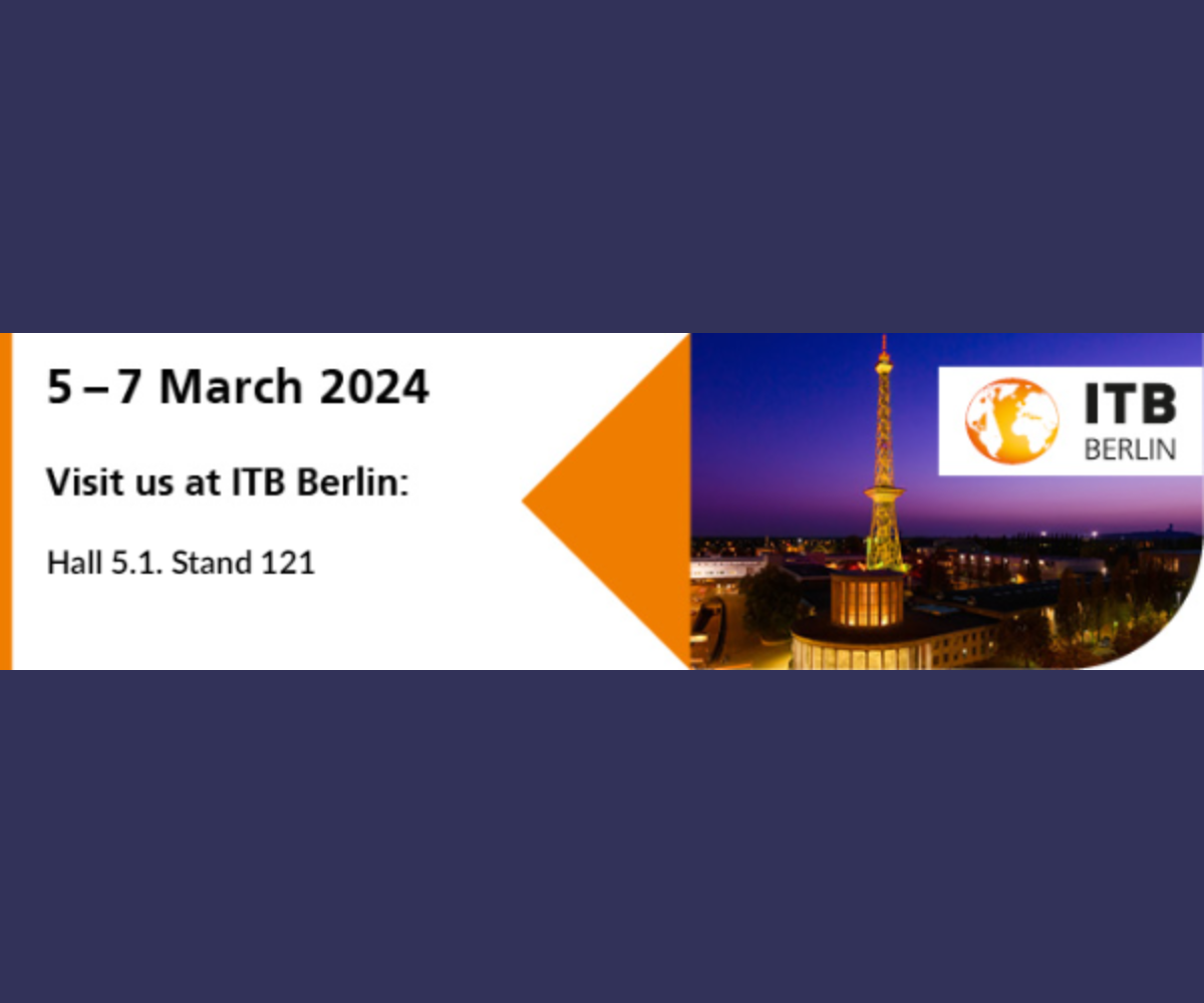 banner for ITB Berlin. On the image: 5 - 7 March 2024. Visit us at ITB Berlin: Hall 5.11 Stand 121.